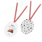 Personalized First Christmas Metal Ornament — Custom Name & Year, Sleigh and Tree Design