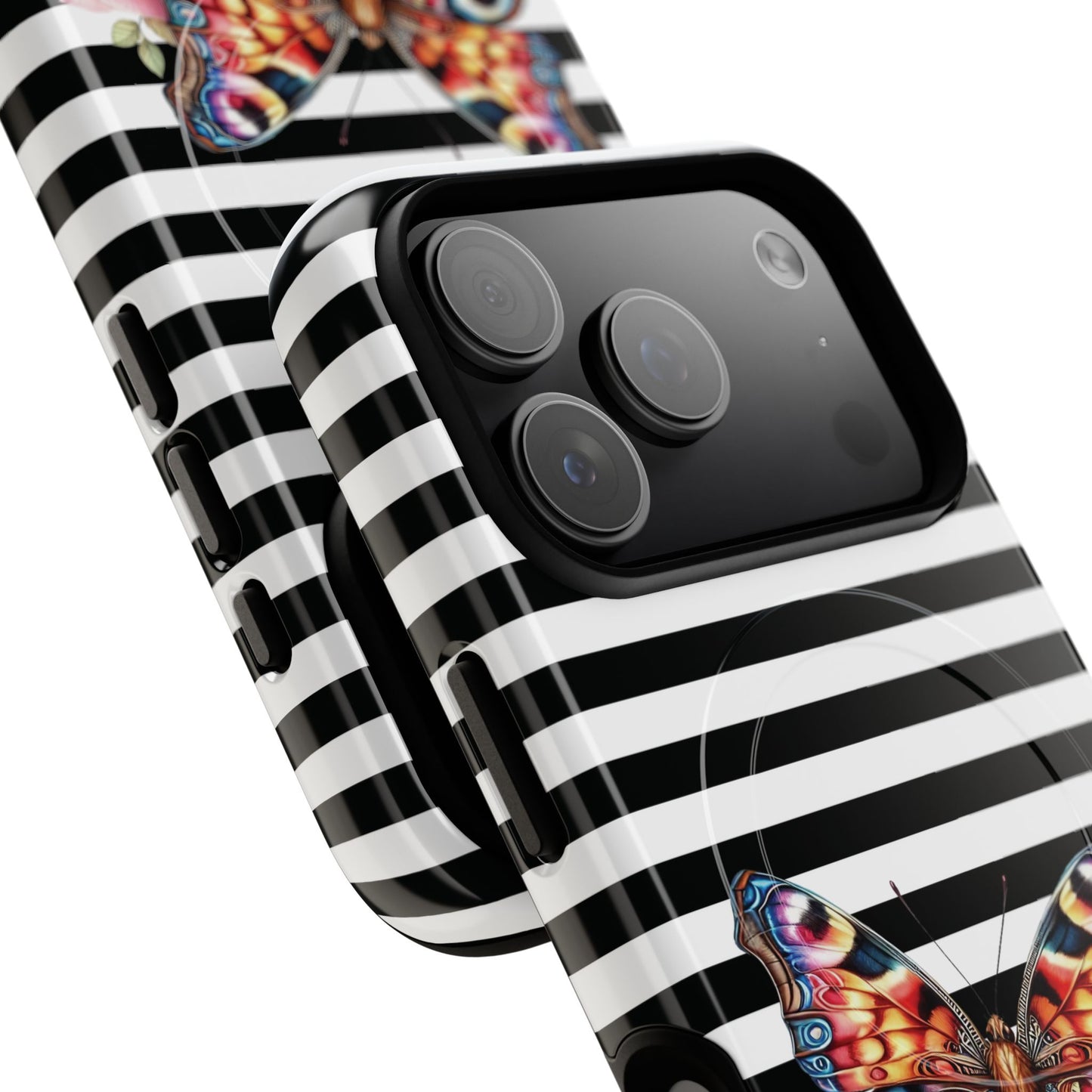 Butterfly & Roses Tough iPhone Magnetic Case, Floral iPhone Cover, Nature-Inspired, Gift for Her, Trendy Accessories