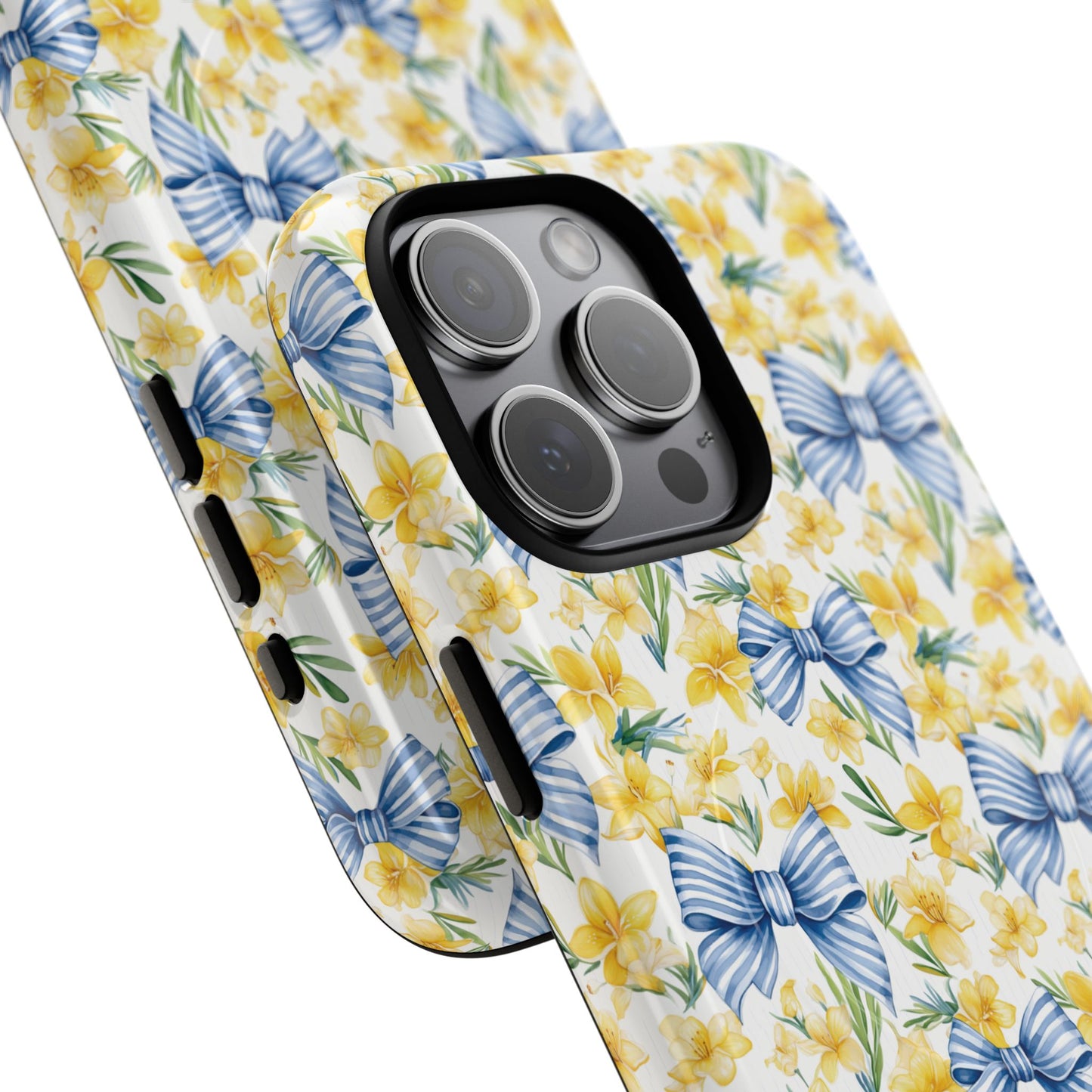 Sunshine Blue Coquette Bows Tough iPhone Magnetic Case for iPhones, Cute iPhone Cover, Spring Gift, Durable Case, Custom iPhone Protection