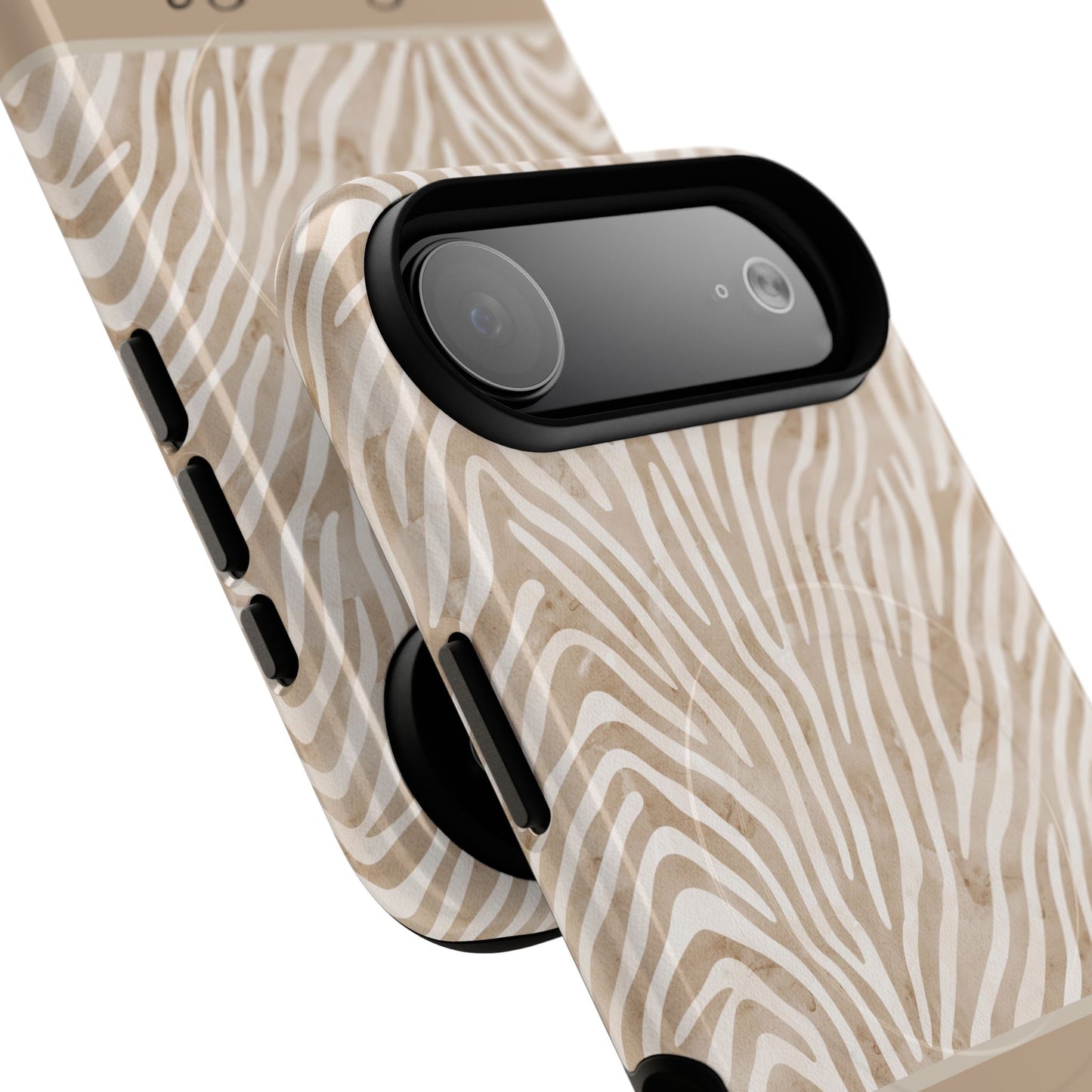 Personalized Zebra Animal Print Cover, Tough Magnetic MagSafe® iPhone® 13, 14, 15, 16, 17, Pro, Pro Max, Plus Cases (Custom Name).