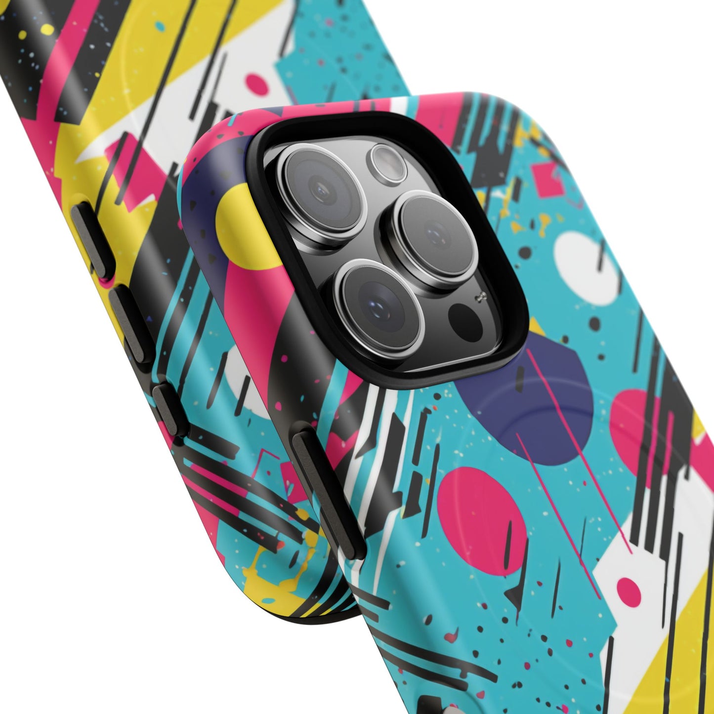 Retro Pop Vibes Magnetic iPhone Case with Abstract Design, Tough iPhone Cover, iPhone Accessory, Gift for Tech Lovers, Trendy iPhone Protector