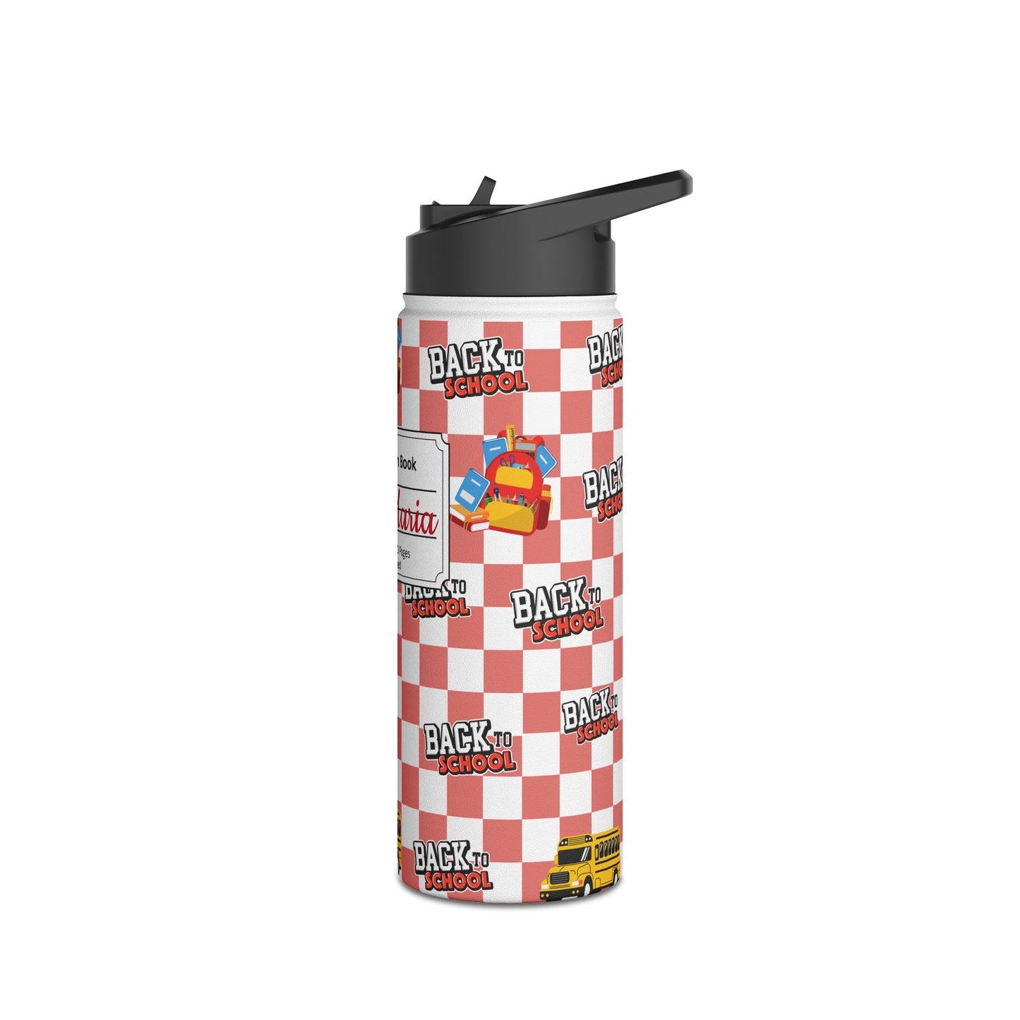 Personalized Red Schoolyard Chic Inspired Stainless Steel Water Bottle for Kids, Eco-Friendly Drinkware, Back to School, Teacher Gifts