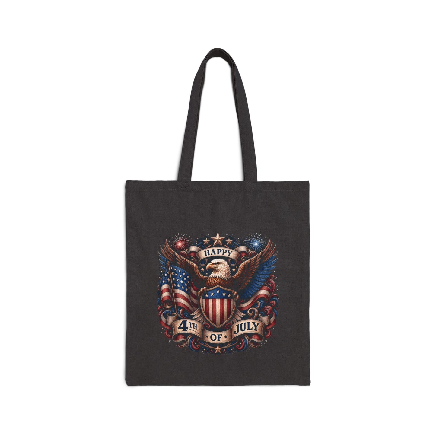 4th of July Patriotic Tote Bag — American Eagle Flag Canvas Grocery Bag