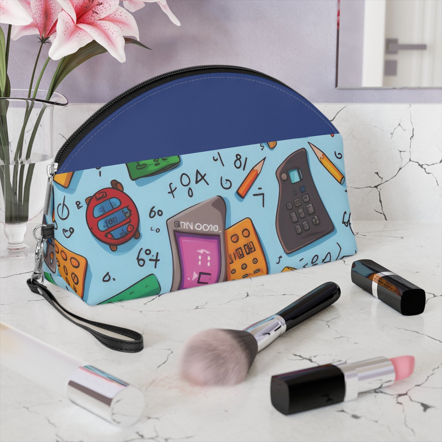 Blue Academic Adventures Makeup Bag