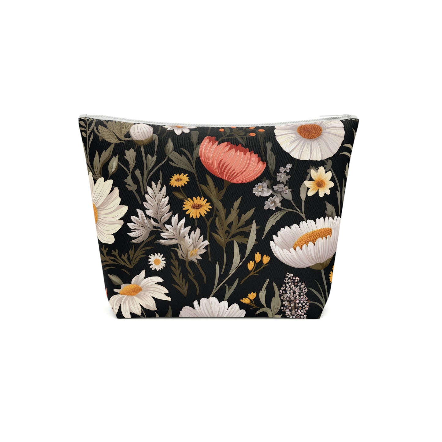 Blossom Elegance: Noir Garden Cotton Cosmetic Bag