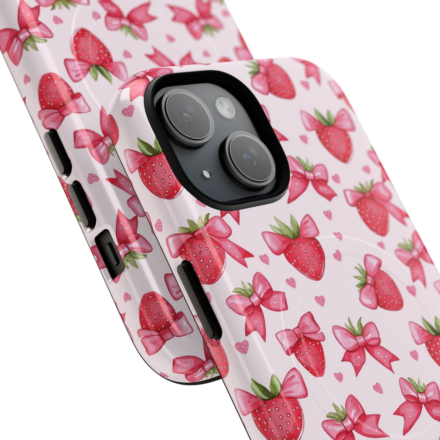 Strawberry Coquette Sweetheart Magnetic iPhone Case, Cute iPhone Cover, Gift for Her, Floral Tech Accessory, Stylish Protection, Mother's Day Gift