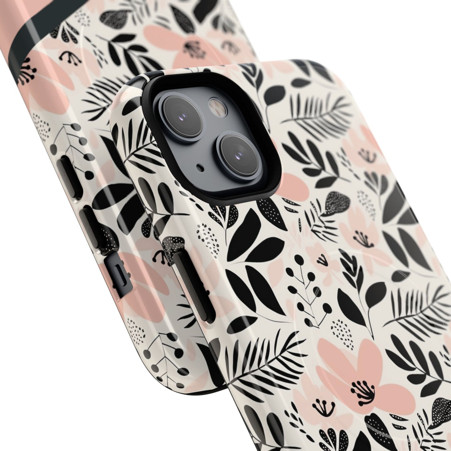 Personalized Floral Blush Garden Whisper Tough Magnetic MagSafe® iPhone® 13, 14, 15, 16, 17, Pro, Pro Max, Plus Cases (Custom Name).