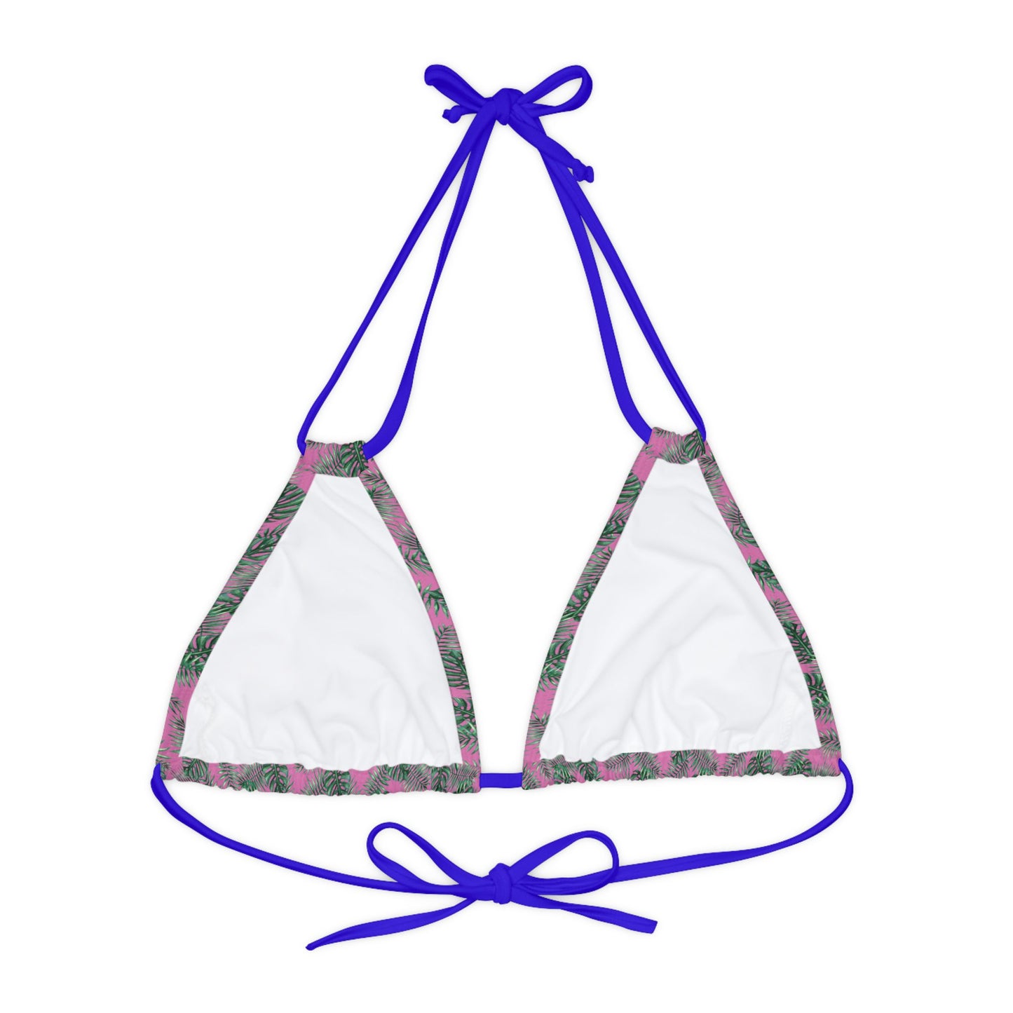 Pink Tropical Bliss Strappy Triangle Bikini Top (AOP)- (PY)
