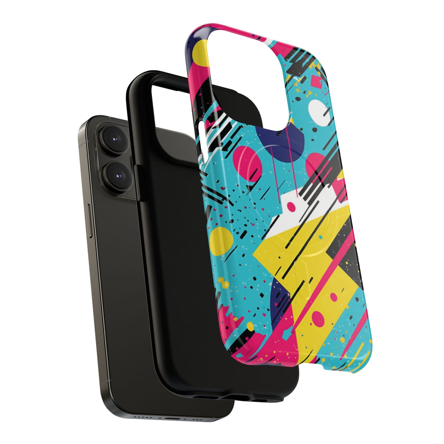 Retro Pop Vibes Magnetic iPhone Case with Abstract Design, Tough iPhone Cover, iPhone Accessory, Gift for Tech Lovers, Trendy iPhone Protector