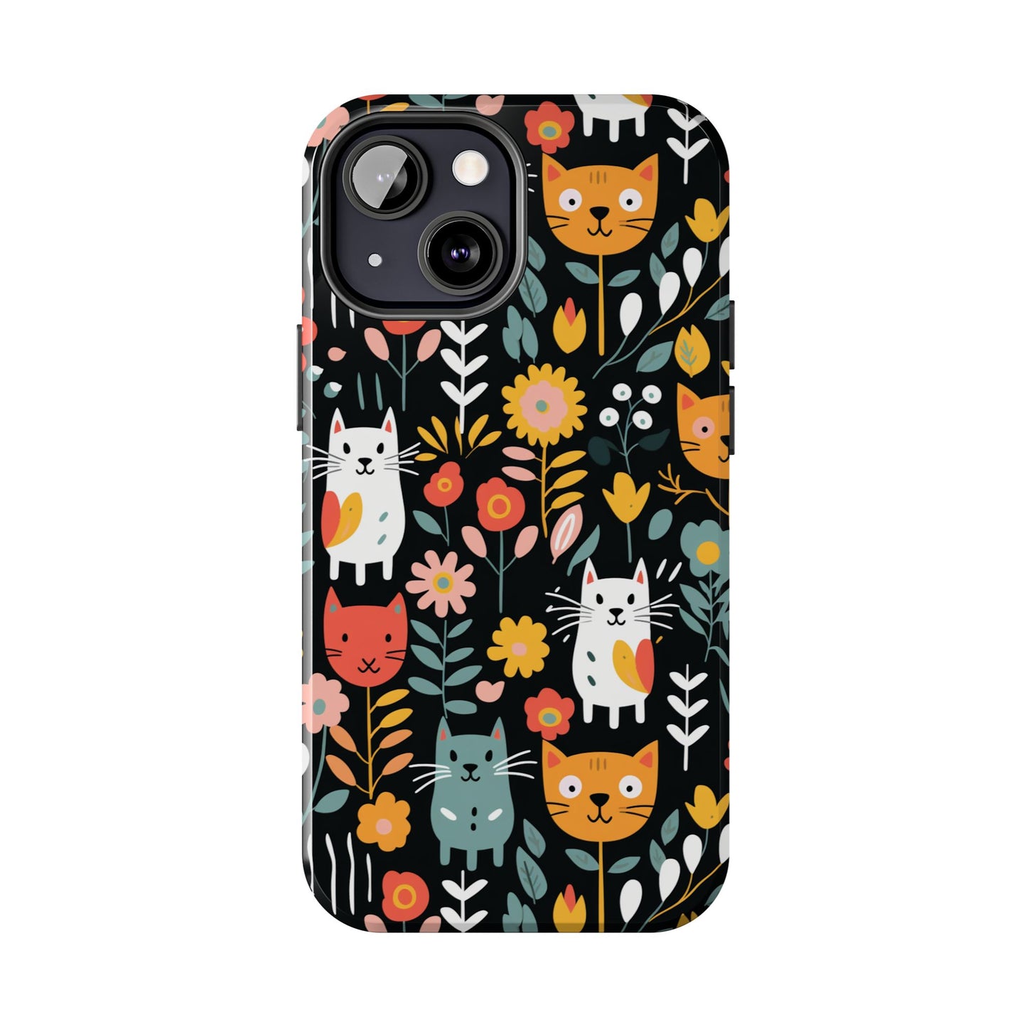 Whimsical Feline Garden iPhone and Samsung Tough Phone Cases