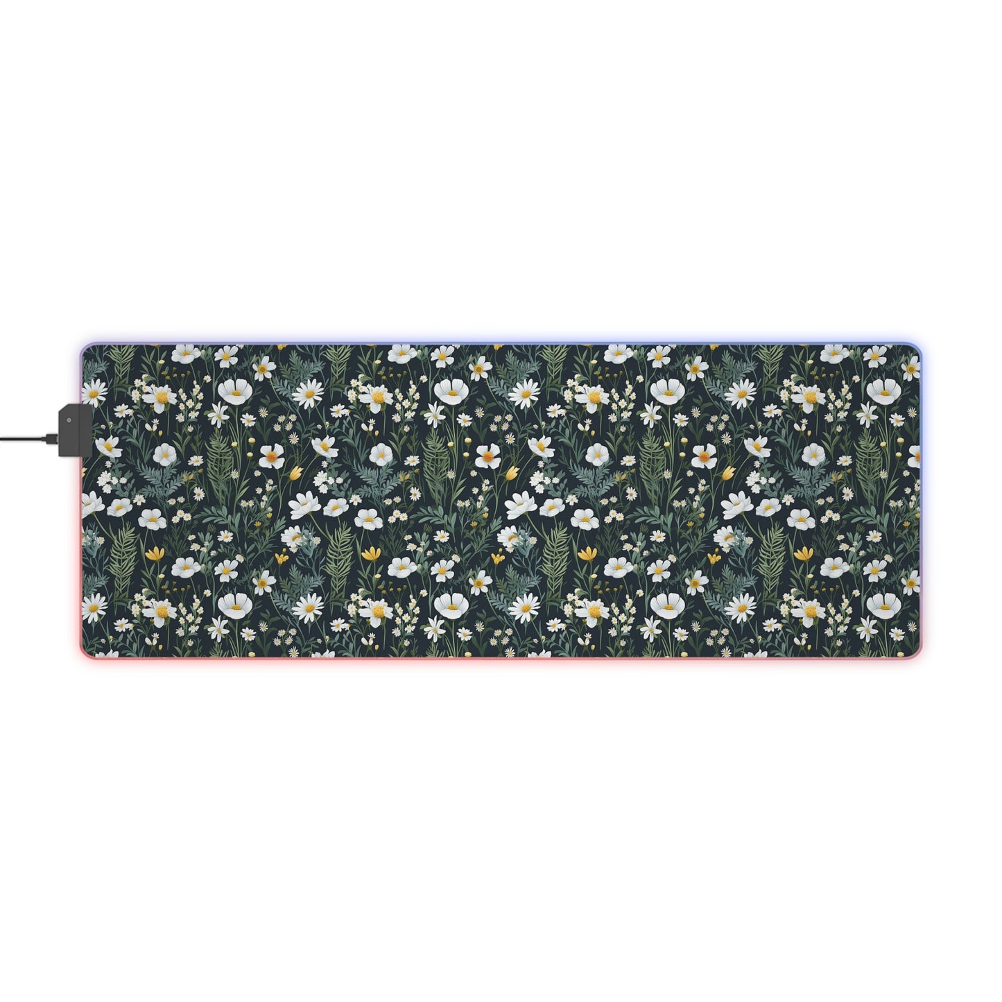 Daisy Delight Floral LED Gaming Mouse Pad – Custom Designed RGB Computer Accessory.