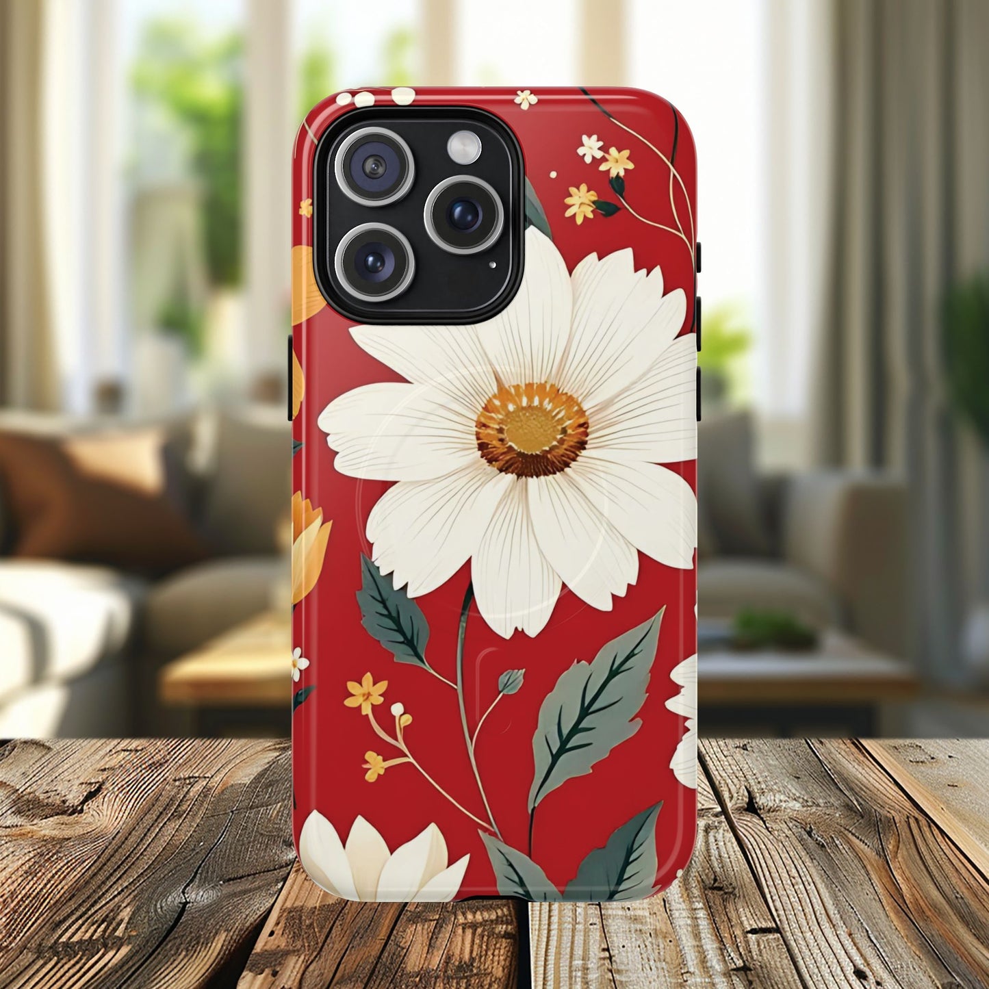 Floral Fusion Tough Magnetic Phone Case | Flower Design, Durable Protective Cover, Gift for Her, Spring Style, Unique Phone Accessory.