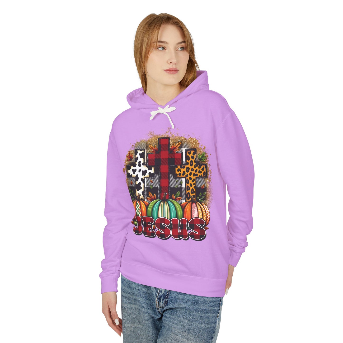 Faithful Harvest Cross Unisex Lightweight Hooded Sweatshirt