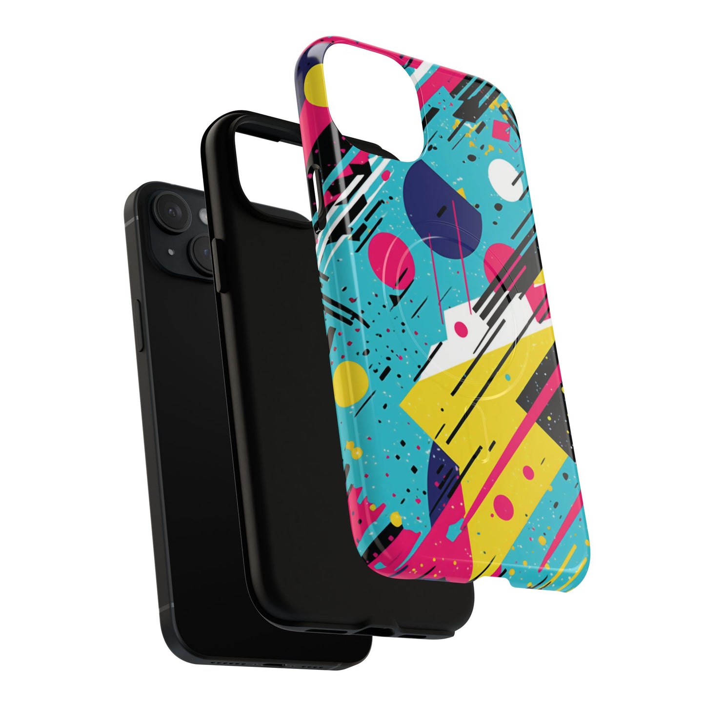 Retro Pop Vibes Magnetic iPhone Case with Abstract Design, Tough iPhone Cover, iPhone Accessory, Gift for Tech Lovers, Trendy iPhone Protector