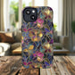 Chromatic Bloom Tough iPhone Magnetic Case, Tough iPhone Cover, Floral iPhone Accessory, Birthday Gift, Elegant Tech Decor, MagSafe Stained Glass Pattern.