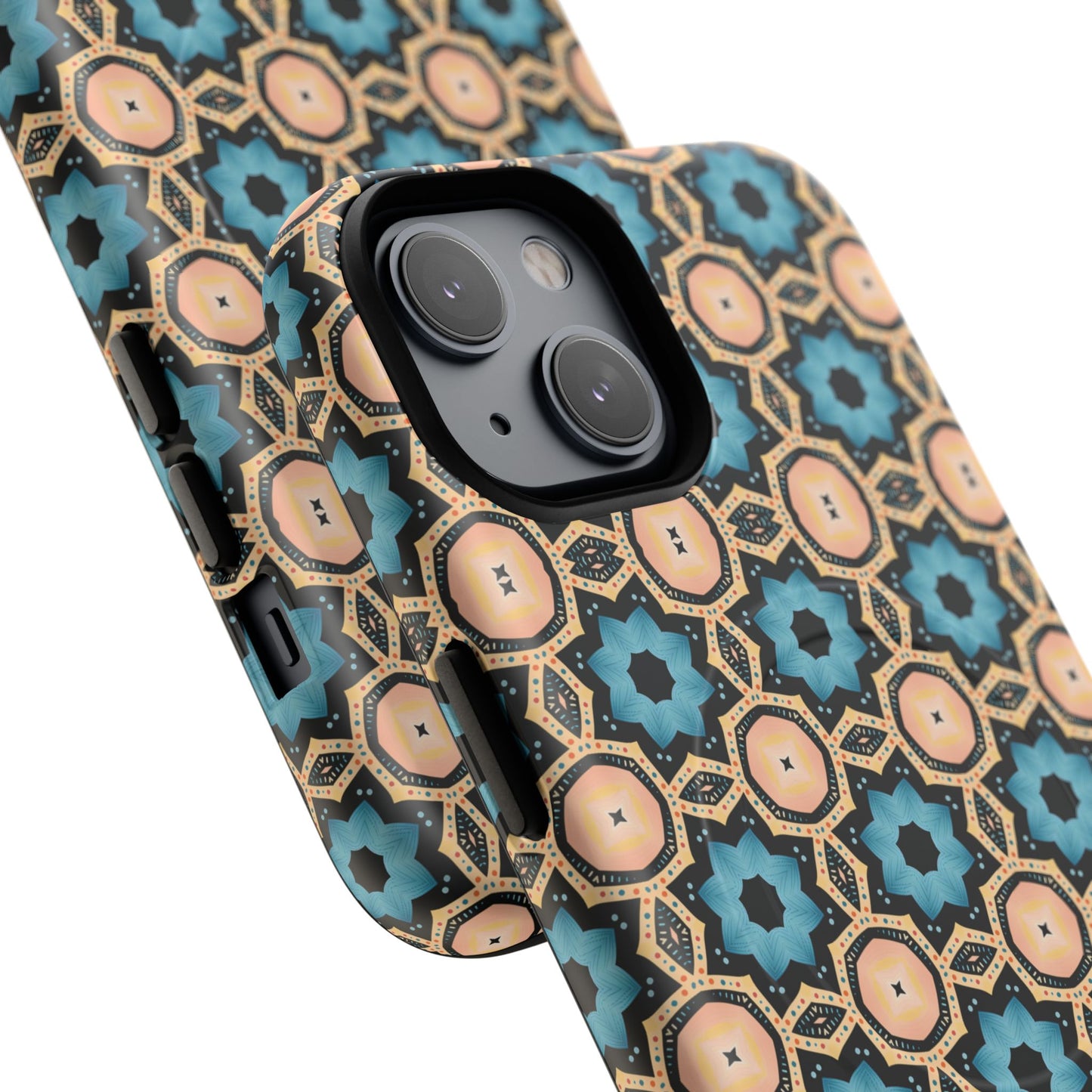Sahara Star Mosaic Colorful Geometric iPhone Cases, Tough Magnetic iPhone Cases, Vibrant Design iPhone Cover, Durable iPhone Protection, Stylish Tech Accessories.