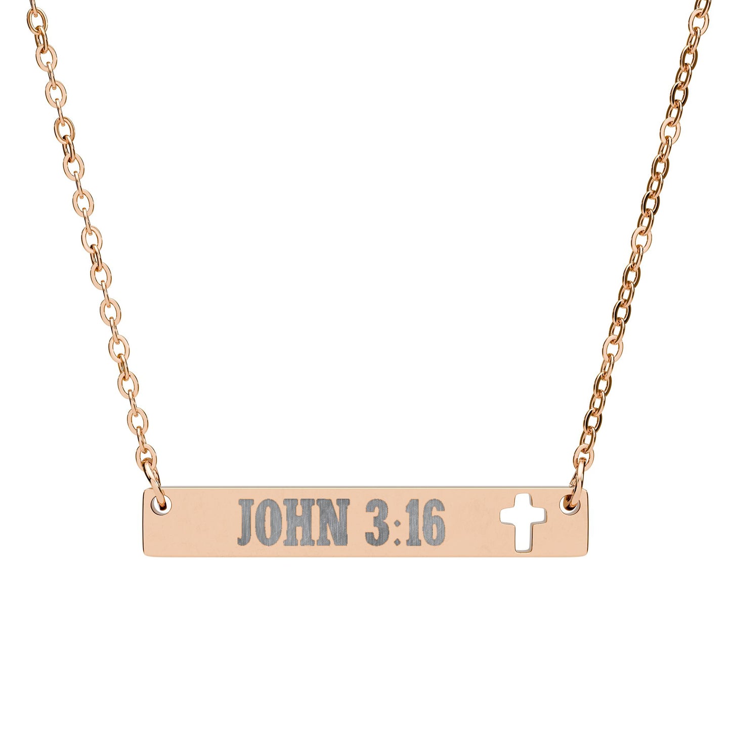 Personalized Custom Text Cutout Cross Bar Necklace — Engraved Christian Pendant