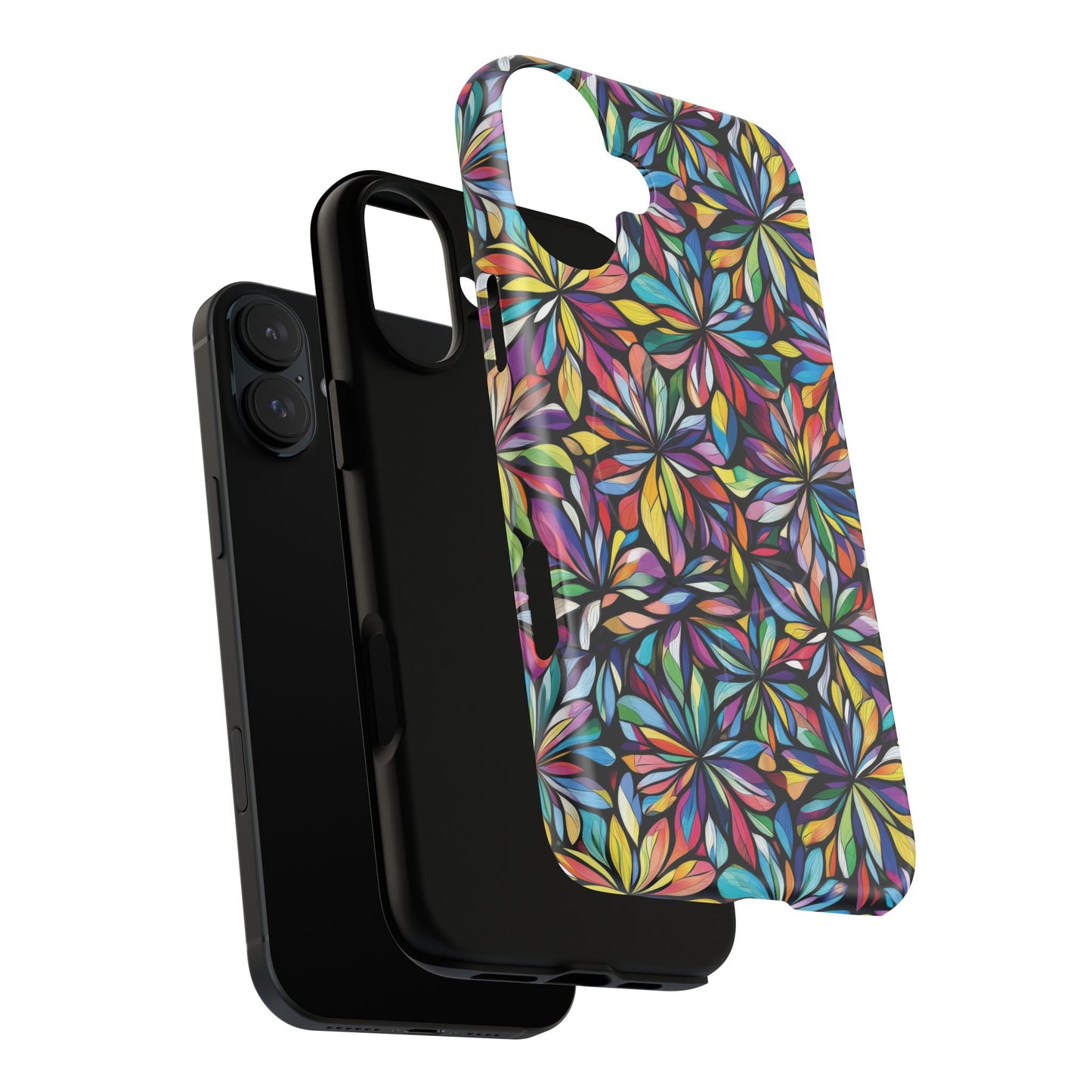 Prism Petal Burst Tough Magnetic iPhone Case, Colorful iPhone Case, Unique Gift for Flower Lovers, Stylish stained Glass Accessory