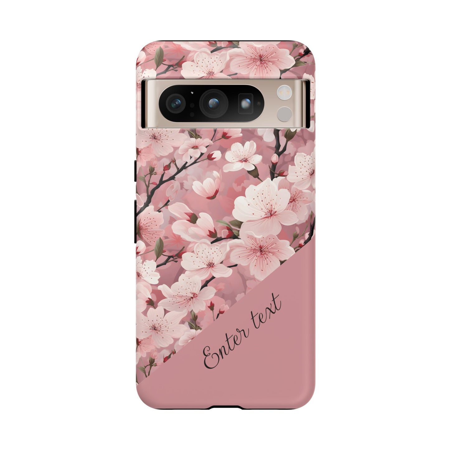 Personalized Cherry Blossom Tough Phone Case — Pink Floral Protective Case for Samsung & Google