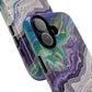 Stylish Purple Acrylic Tough Magnetic iPhone Cases, Unique Protective Cases for iPhone, Colorful Marble Design, Great Gift for iPhone Lovers