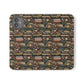 Book Stack Floral Flip iPhone and Samsung Phone Case — Vintage Library Wallet Cover.