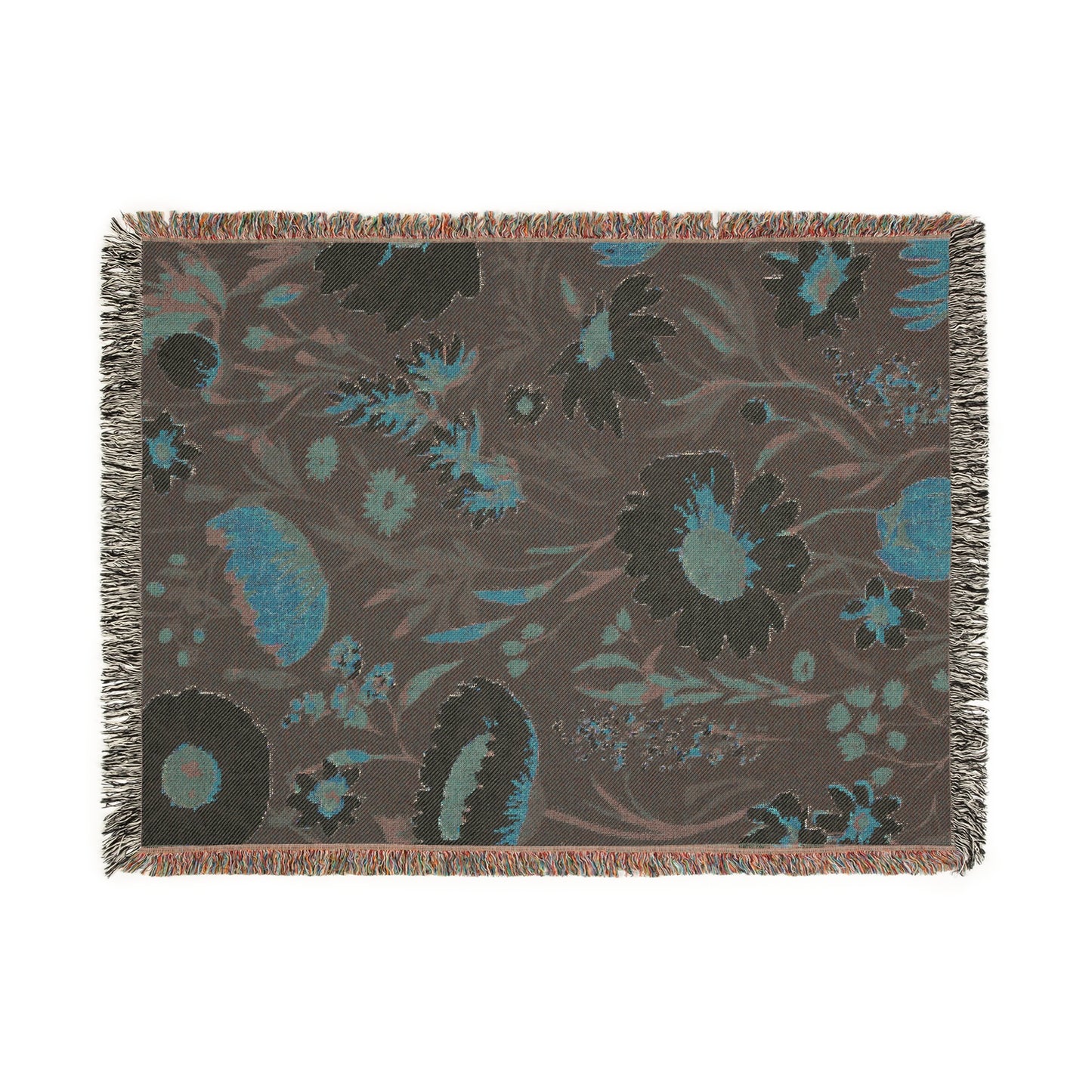 Blossom Elegance: Noir Garden Tapestry Woven Blanket