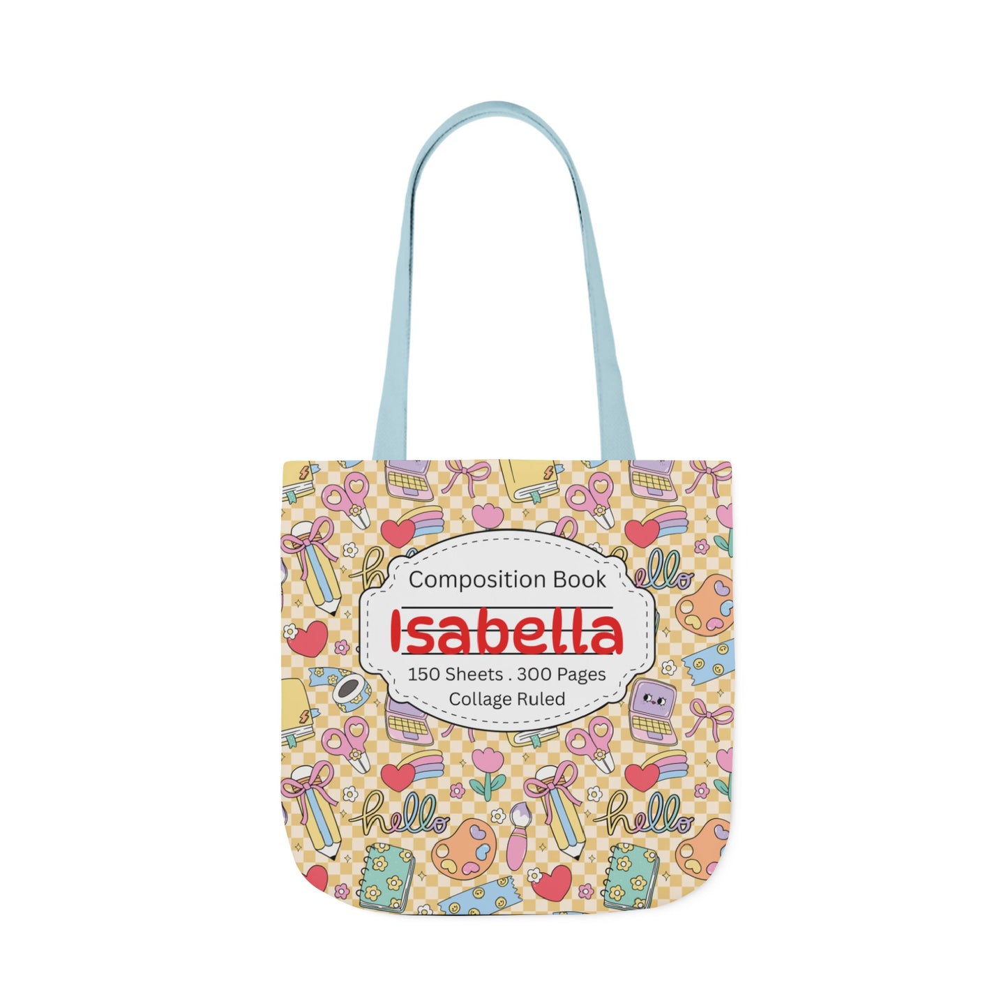 Personalized Doodle Daydream Composition Book Inspired Canvas Tote Bag with Colorful Straps, Cute School Bag, Eco-Friendly Tote, Back to School Shopping Bag, Teacher Gift Idea