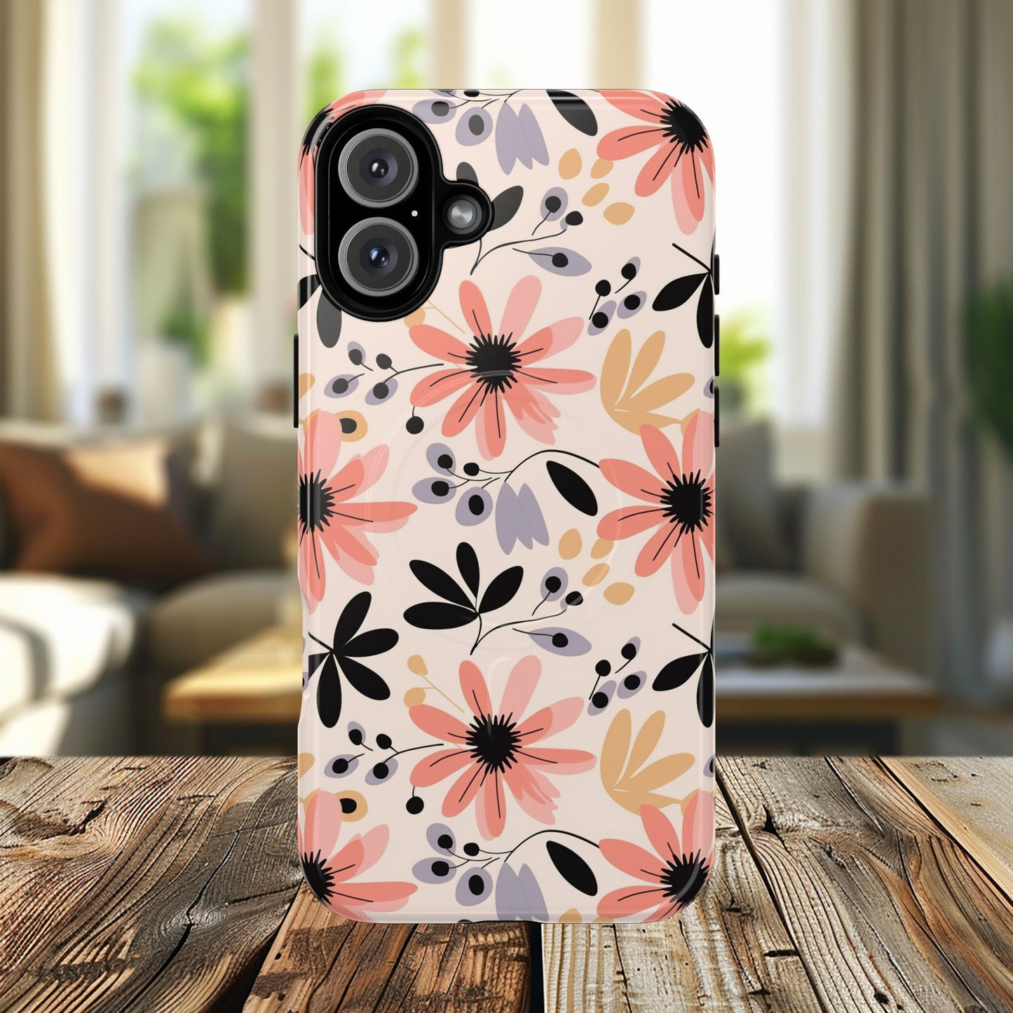 Stylish Soft Petal Noir iPhone Case, Floral iPhone Accessory for Her, Tough iPhone Magnetic Cases, Trendy iPhone Cover, Gift for Friends, Summer Vibes