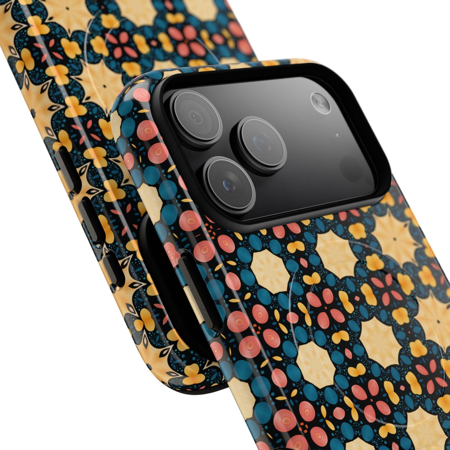 Celestial Spice Tiling Colorful Tough Magnetic iPhone Case, Unique iPhone Cover, Artistic Mobile Shell, Durable Design Accessory, Trendy Gift Idea, MagSafe® iPhone Case.