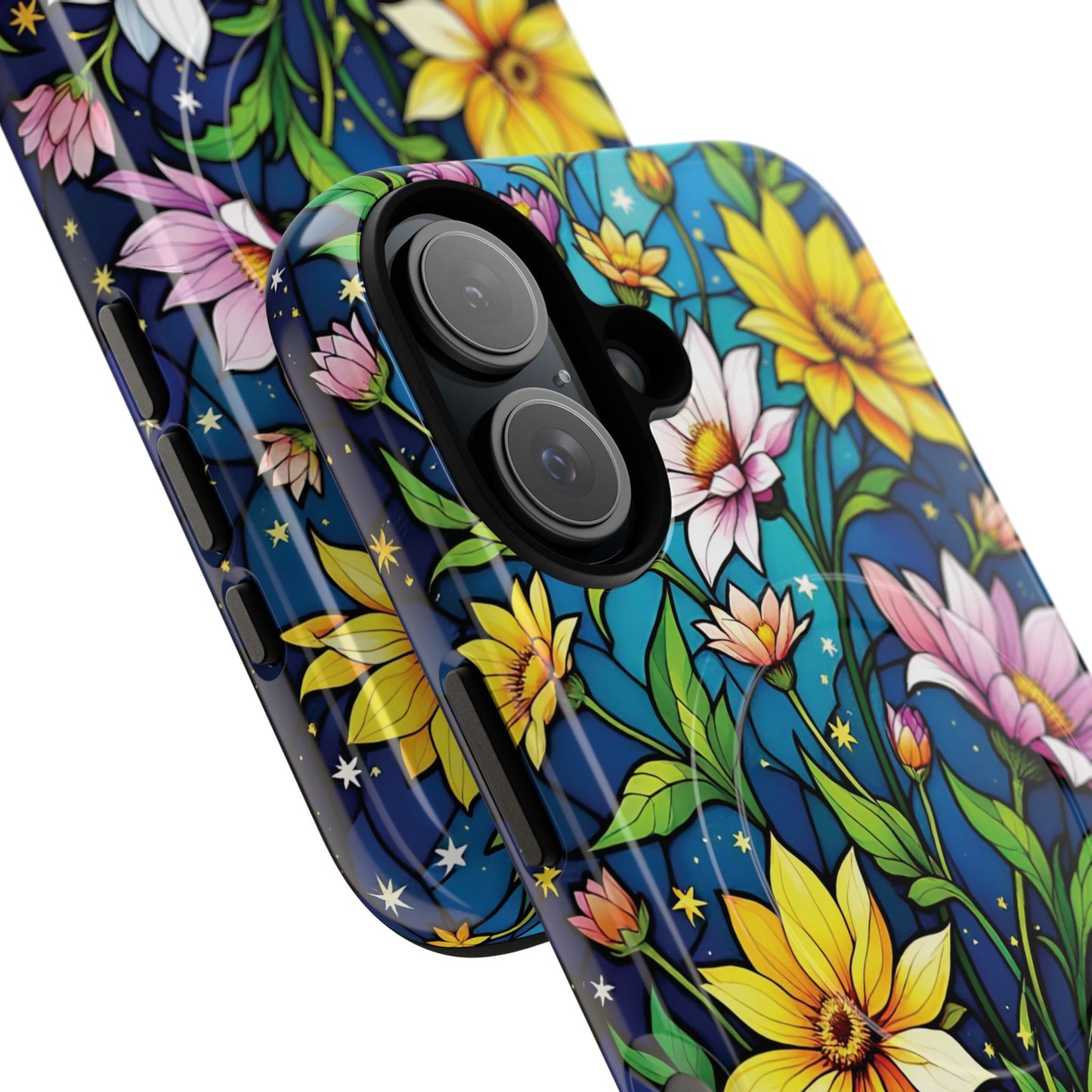 Flower Garden Stained Glass Phone Case, Tough Magnetic Cases, Floral Phone Cover, Durable Phone Accessories, Spring Gift, Birthday Present