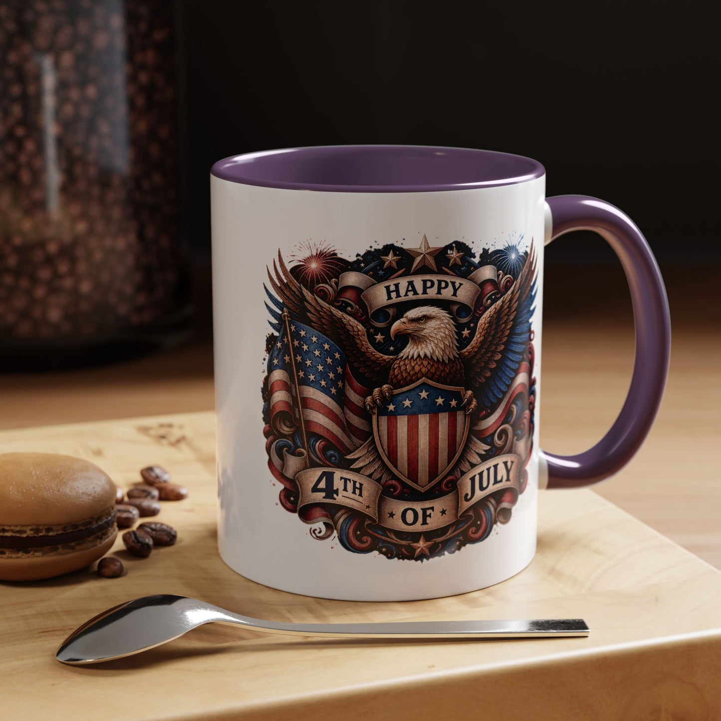 4th of July Eagle Coffee Mug — Patriotic American Flag Accent Mug (11/15oz)