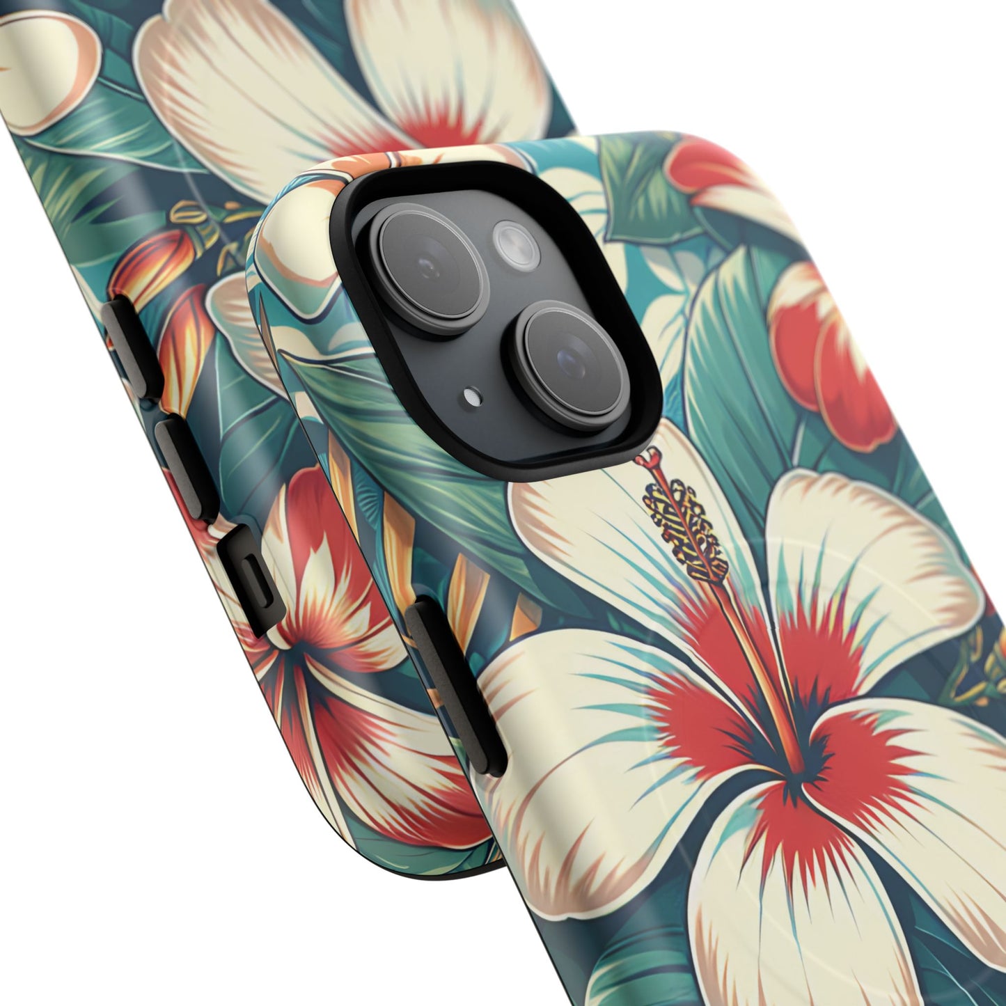 Tough Floral Phone Case, Tropical Hibiscus Design, Gift for Her, Summer Accessory, Customizable Phone Cover