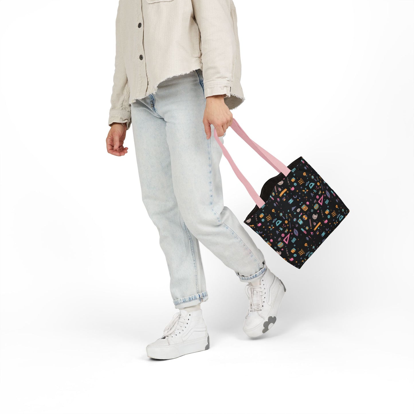 Personalized Chalkboard Chic Composition Book Inspired Canvas Tote Bag with Colorful Straps, Cute School Bag, Eco-Friendly Tote, Back to School Shopping Bag, Teacher Gift Idea