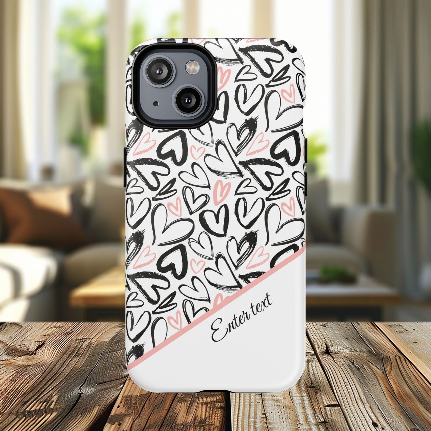 Heart Scribbles Tough Magnetic MagSafe®Case - Cute, Stylish, Gifts for Her, Love, Valentine's Day,  iPhone® 13, 14, 15, 16, 17, Pro, Pro Max, Plus Cases.