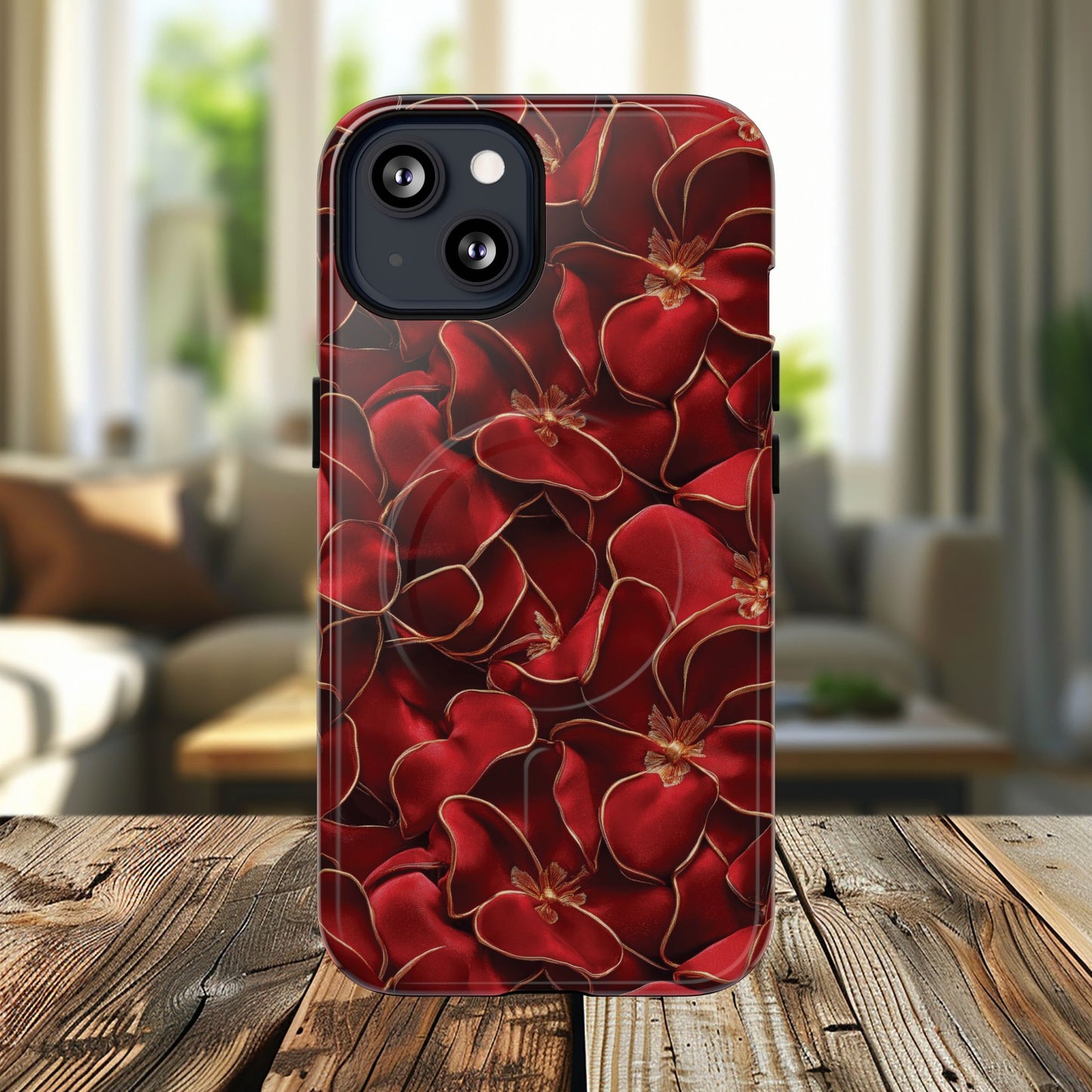 Crimson Bloom Tough iPhone Magnetic Case, Protective iPhone Case, Stylish iPhone Cover, Gift for Her, Mother's and Birthday Gifts, Unique Floral Accessories