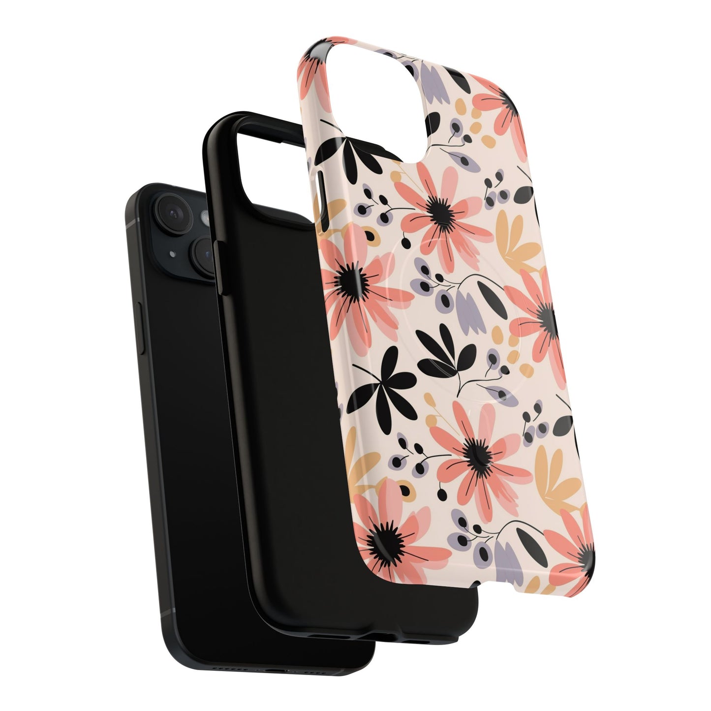 Stylish Soft Petal Noir iPhone Case, Floral iPhone Accessory for Her, Tough iPhone Magnetic Cases, Trendy iPhone Cover, Gift for Friends, Summer Vibes