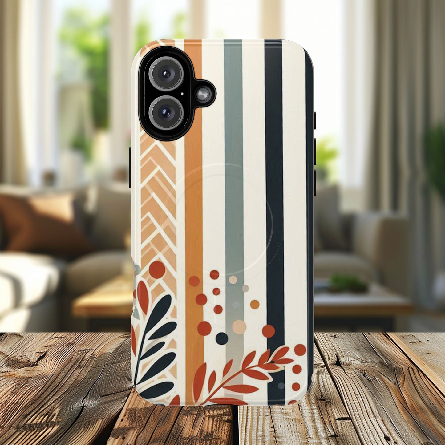 Terracotta Trails Tough Magnetic iPhone Cases for Everyday Use, Floral Patterned Stability Case, Gift for Her, Durable iPhone Accessory.