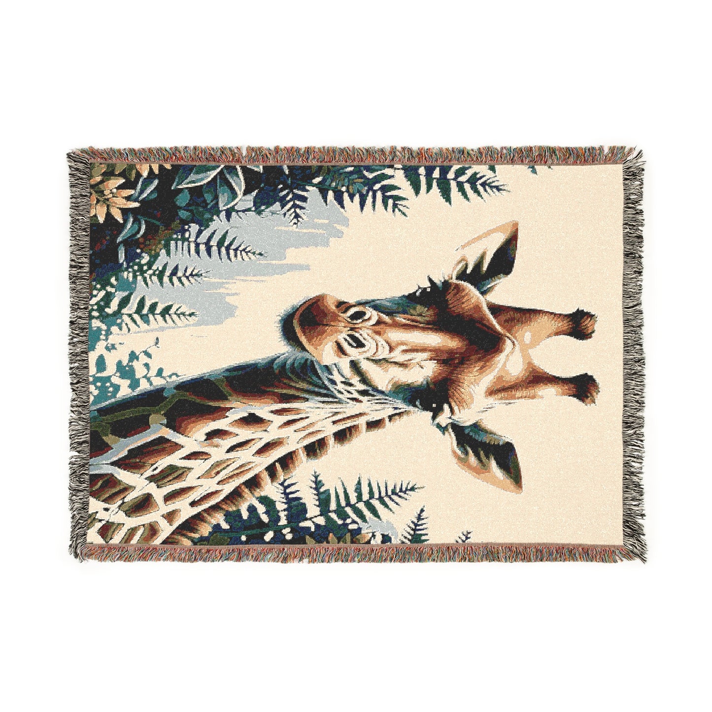 Giraffe Illustration Tapestry Woven Blanket