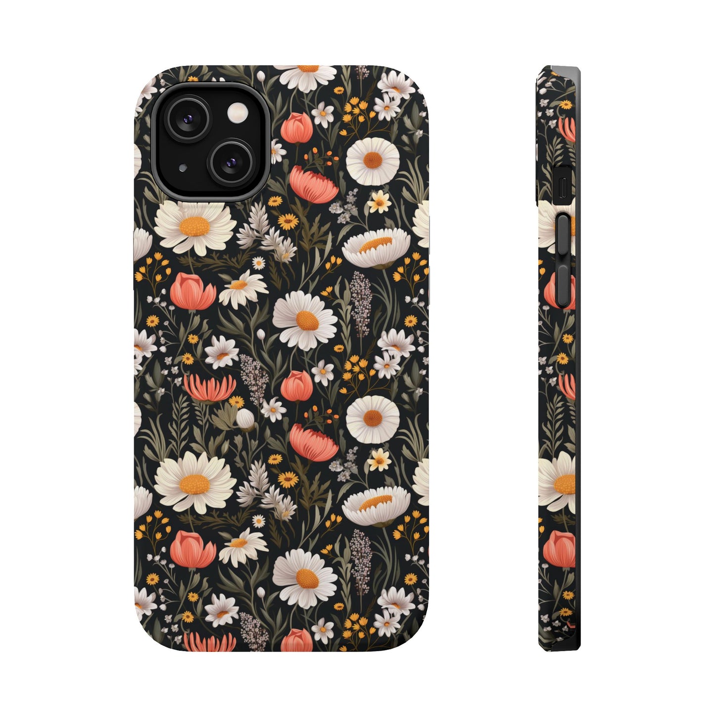 Blossom Elegance: Noir Garden Magnetic Tough iPhone Cases