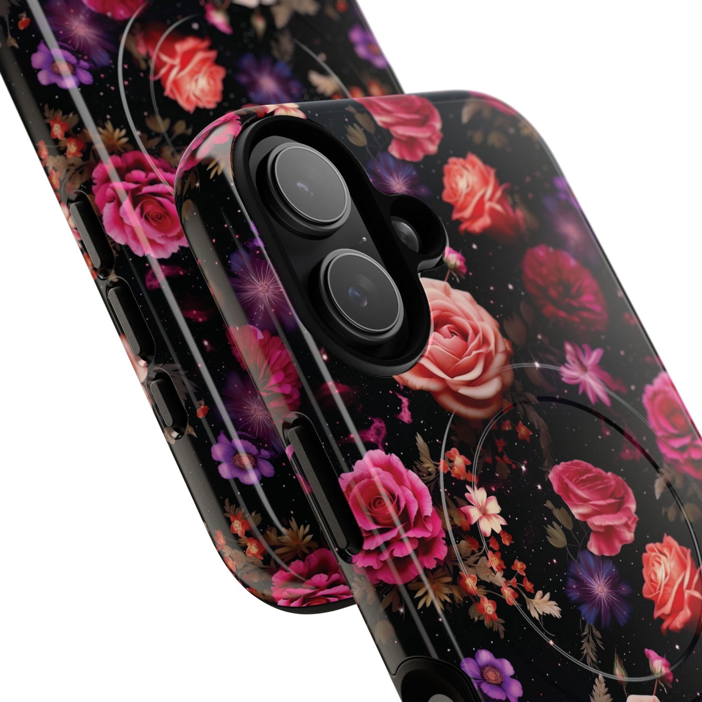 Starry Rose Garden Tough Magnetic Phone Case, Stylish Phone Cover, Gift for Her, Elegant Floral Design, Durable Phone Accessories