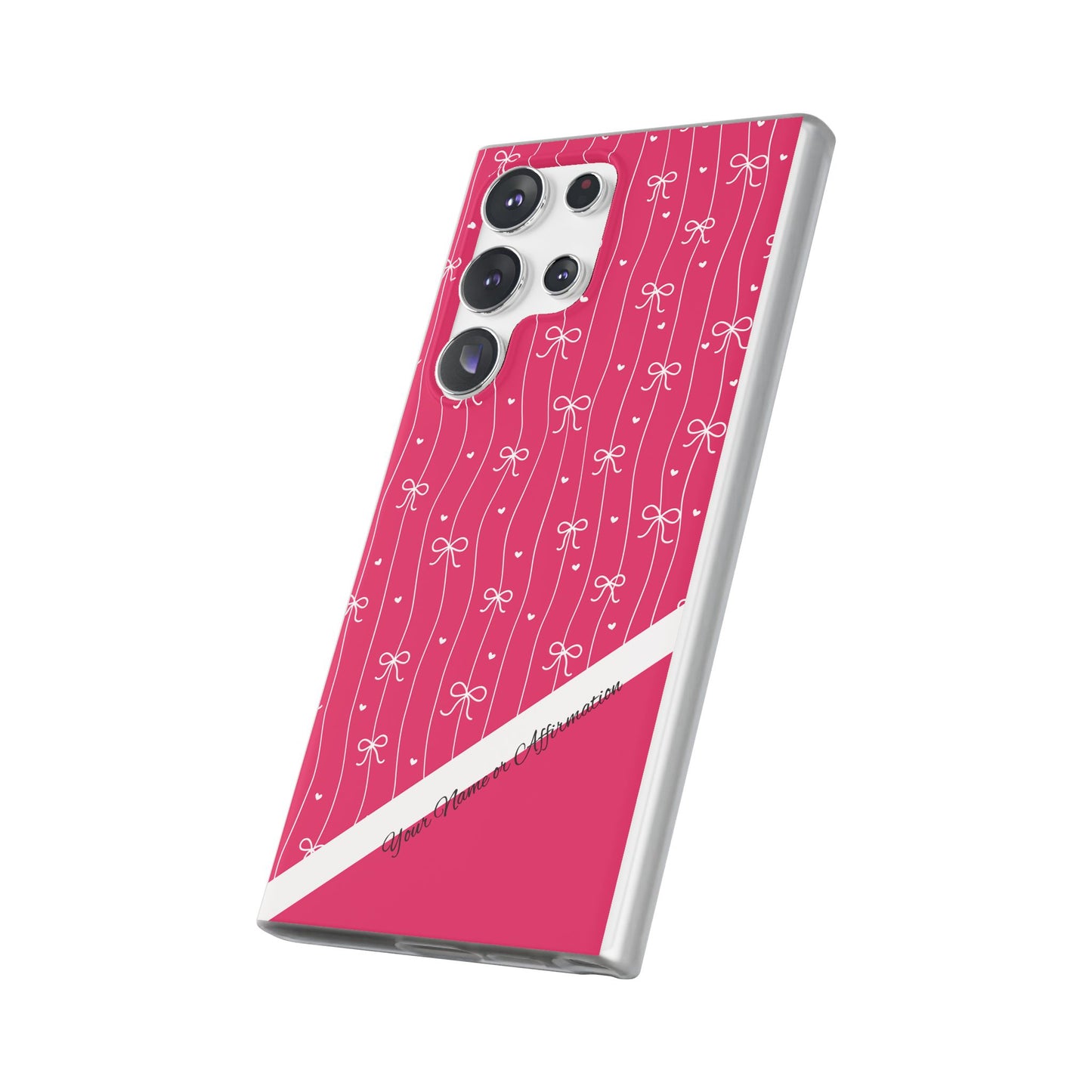 Personalized Pink Bow Coquette Slim Flexi iPhone and Samsung Cases — Custom Name or Affirmation