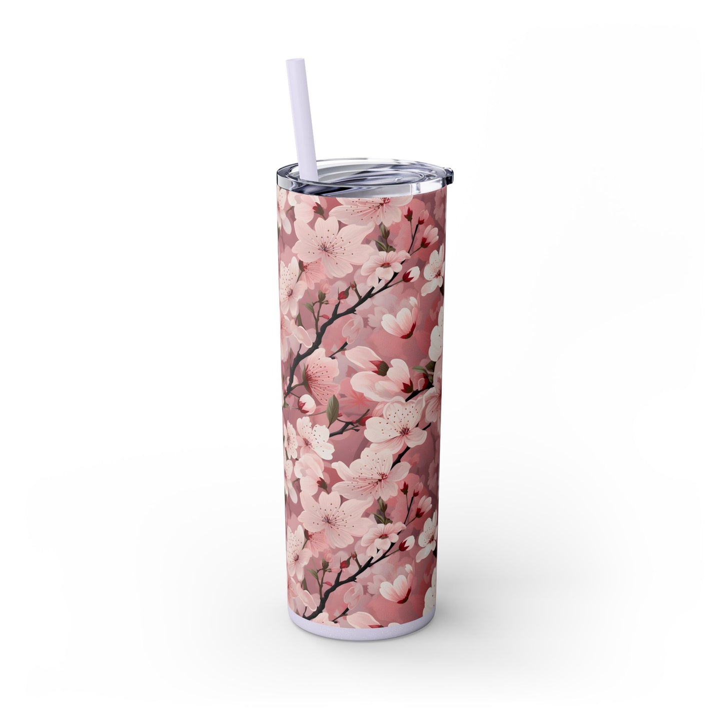 Cherry Blossom Skinny Tumbler with Straw - 20oz Floral Drinkware