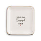 Personalized Engaged Elegant Ceramic Trinket Tray with Gold Edge- gift for wife/girlfriend.