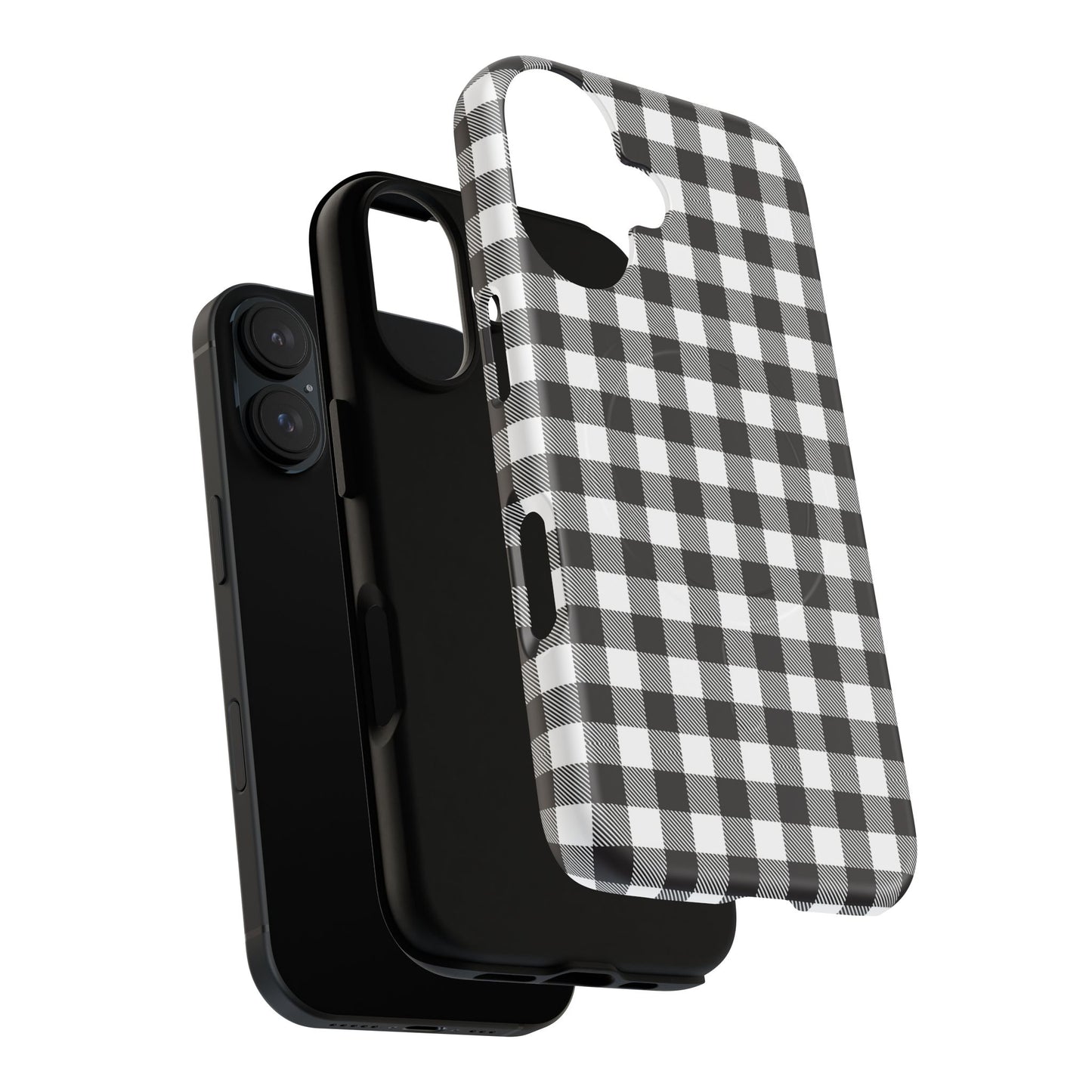 Black and White Gingham Phone Case, Tough Magnetic Cases, Stylish Phone Cover, Gift for Her, Trendy Phone Accessory, Checkered Print