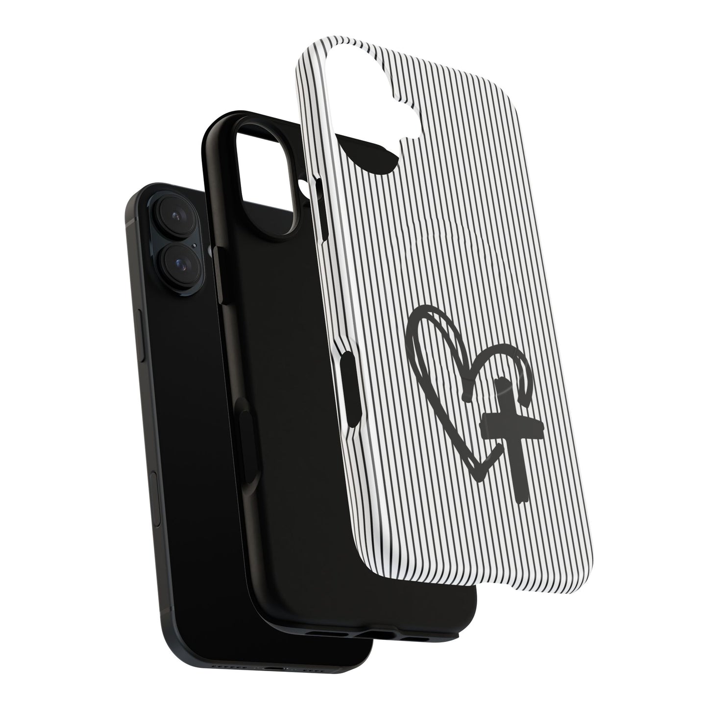 Tough Magnetic Phone Case with Heart & Cross Design, Durable Phone Cover, Unique Gift for Her, Stylish Accessory, Everyday Use