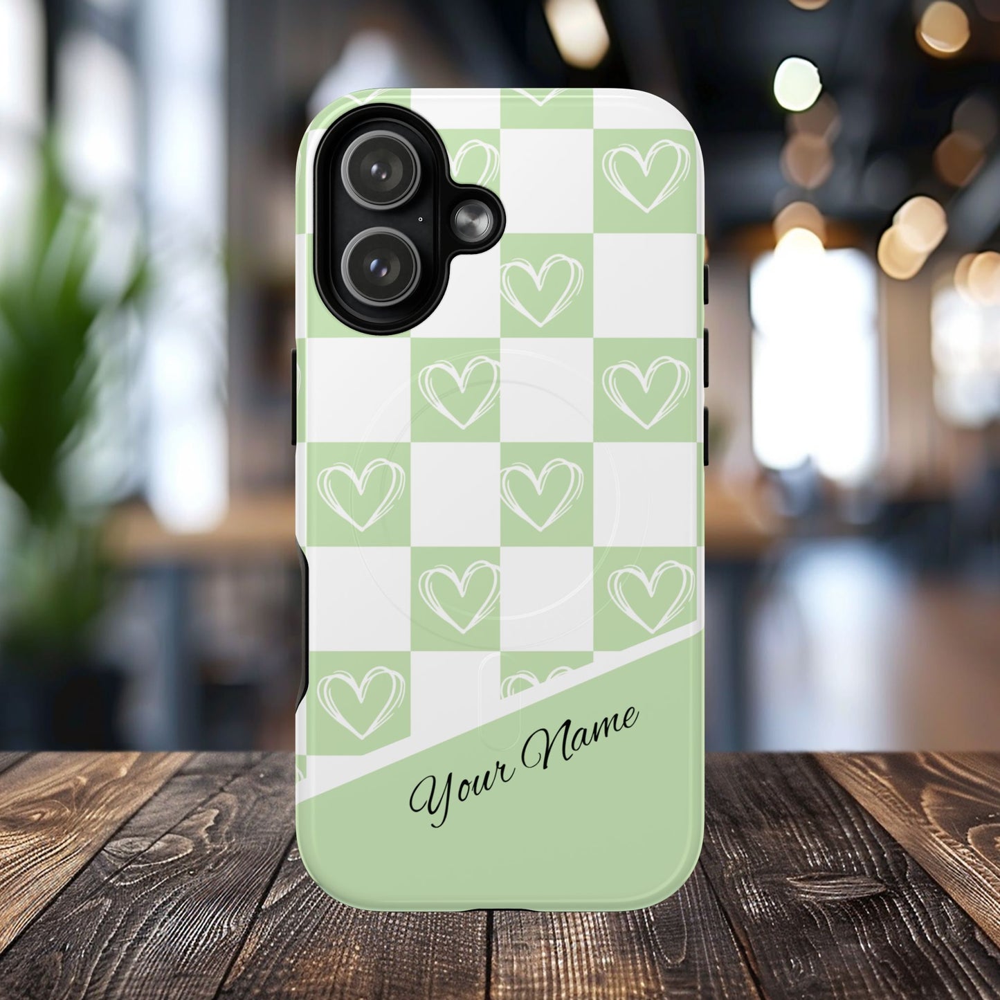 Personalized Chic Heart Pattern iPhone Case | Tough Magnetic Cases, Stylish iPhone Protection, Gift for Her, Trendy Accessories, Everyday Use