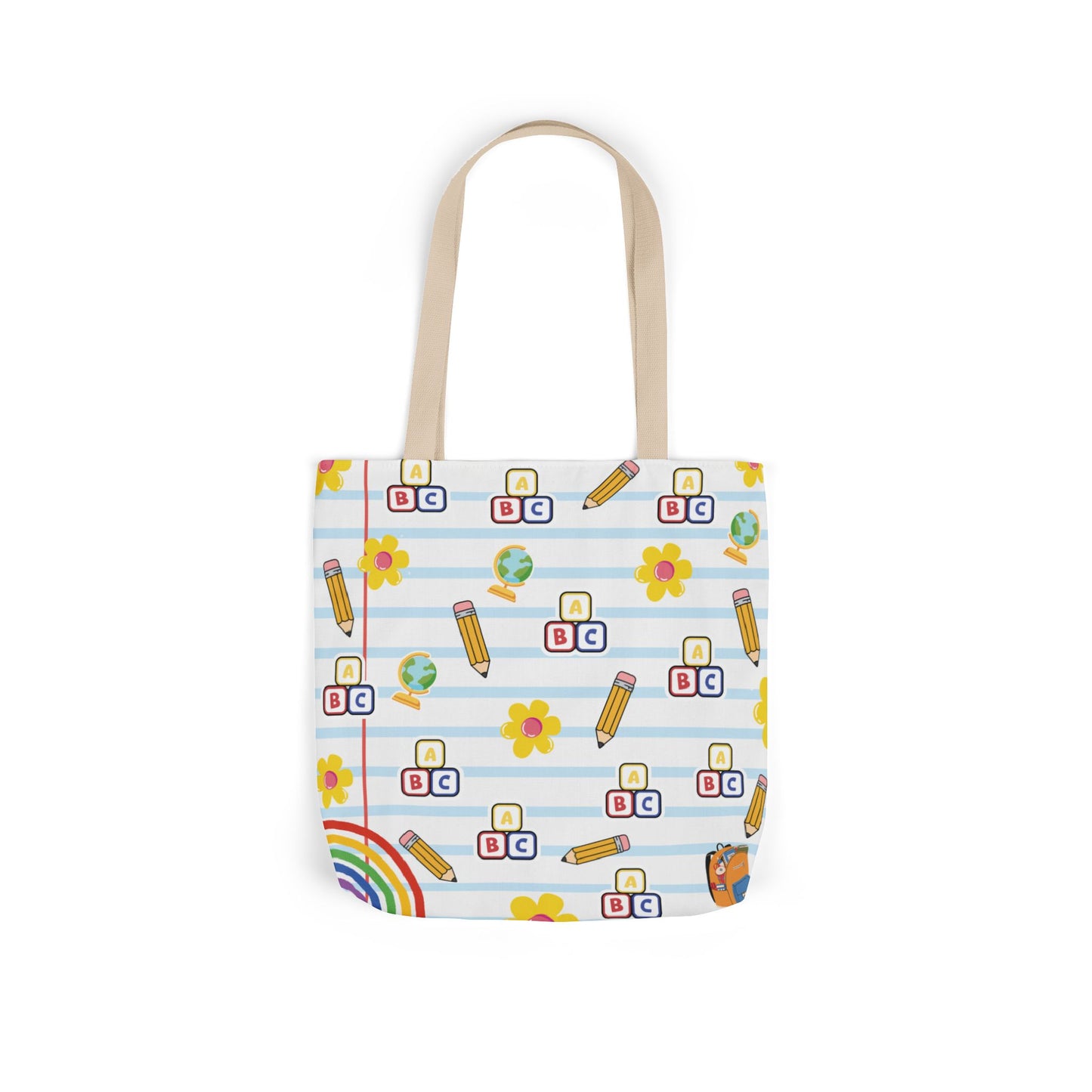 Personalized White Schoolyard Chic Composition Book Inspired Canvas Tote Bag with Colorful Straps, Cute School Bag, Eco-Friendly Tote, Back to School Shopping Bag, Teacher Gift Idea