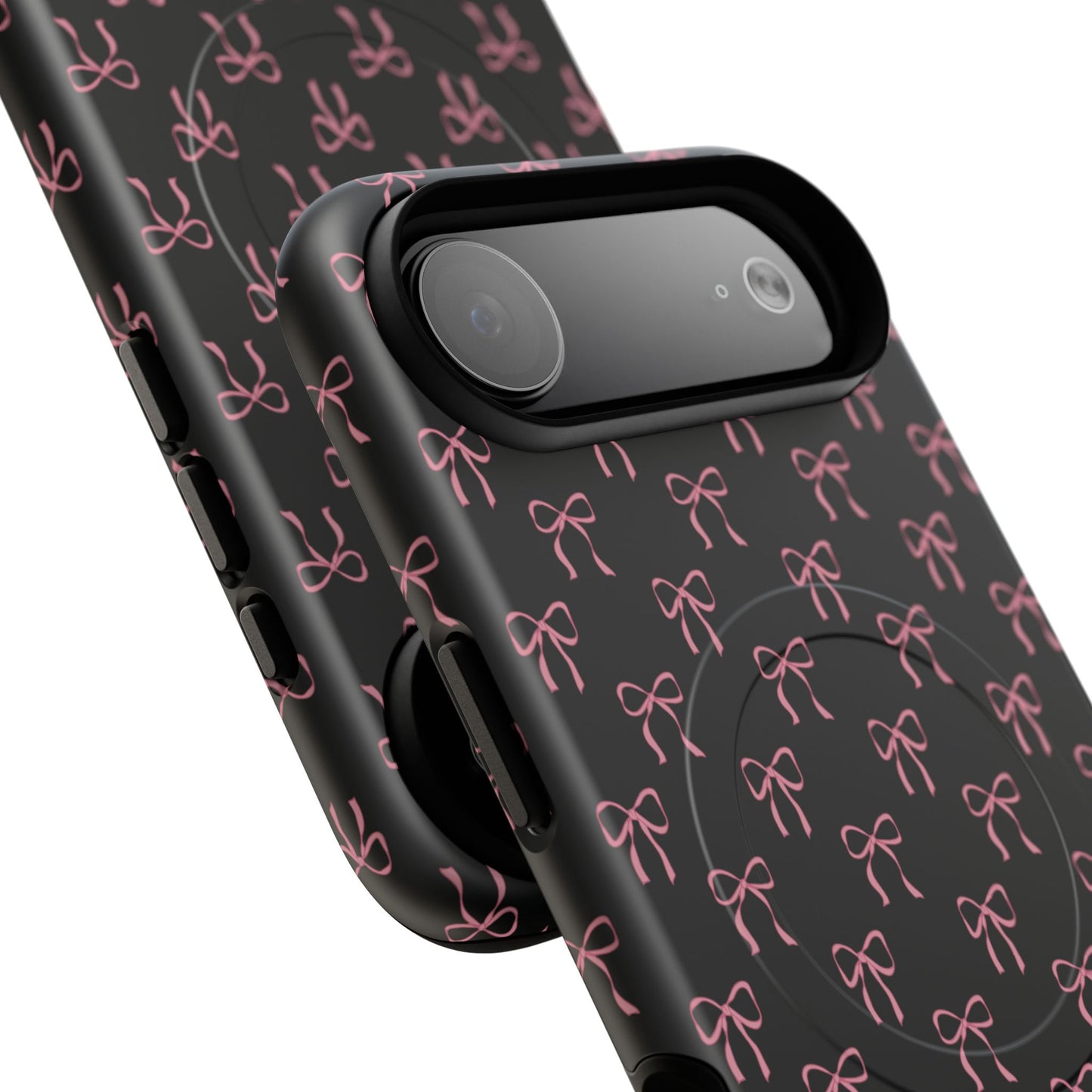 Coquette Chic Bow-Patterned Tough Magnetic iPhone Case, Stylish Gift for Her, Protective iPhone Cover, Trendy Accessory, iPhone Birthday Gift, Fashionable Tech