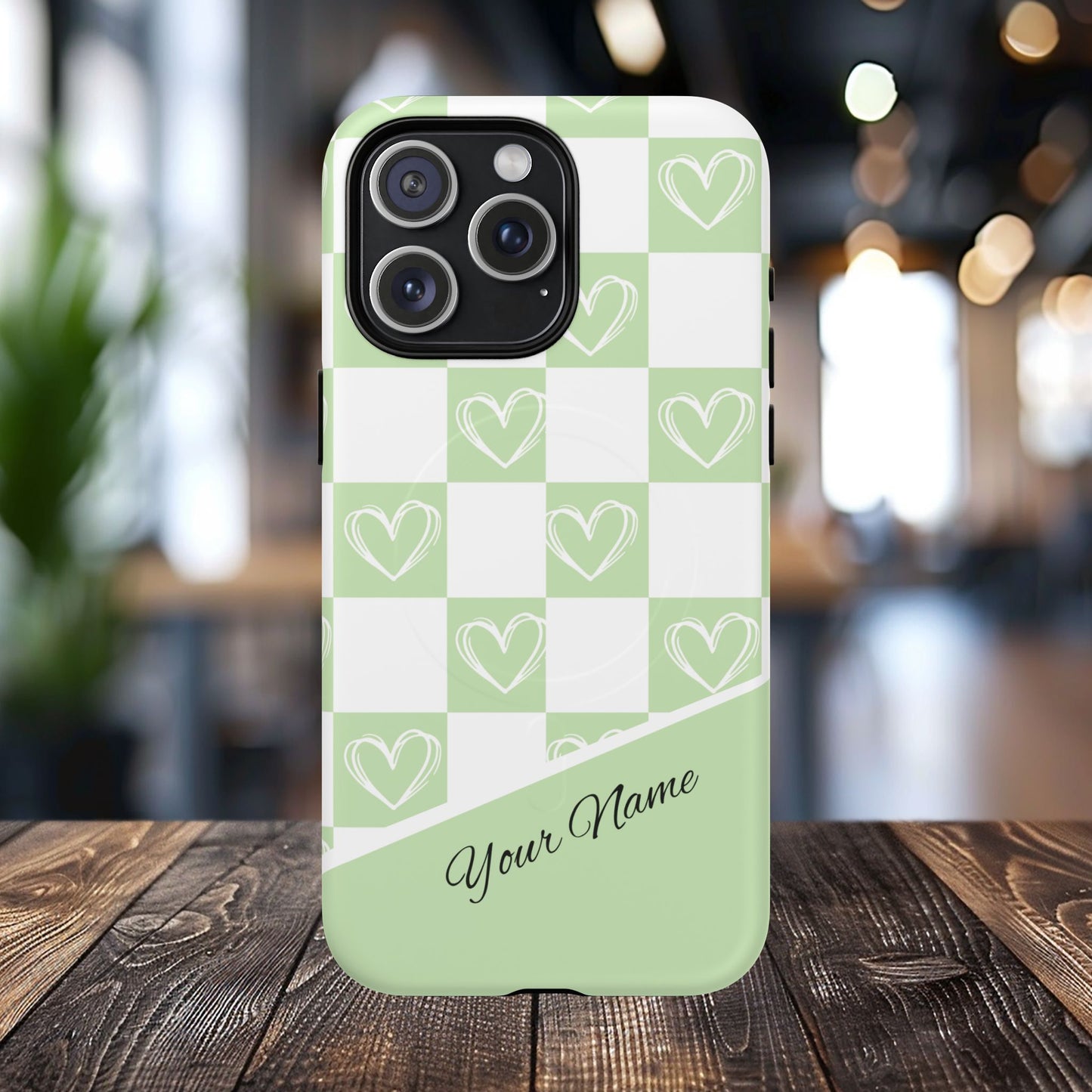 Personalized Chic Heart Pattern iPhone Case | Tough Magnetic Cases, Stylish iPhone Protection, Gift for Her, Trendy Accessories, Everyday Use