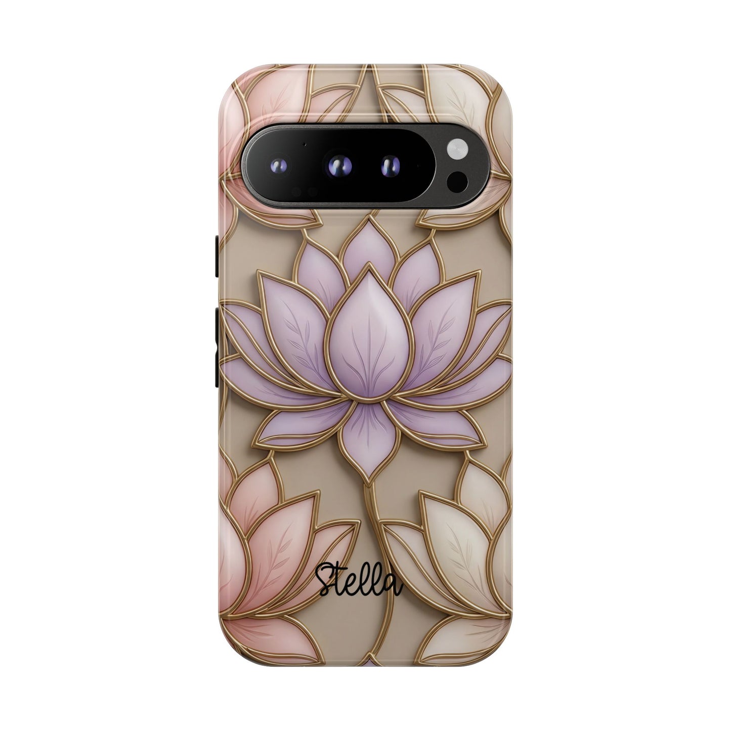Personalized Lotus Floral Stained Glass Effect Tough Phone Case
